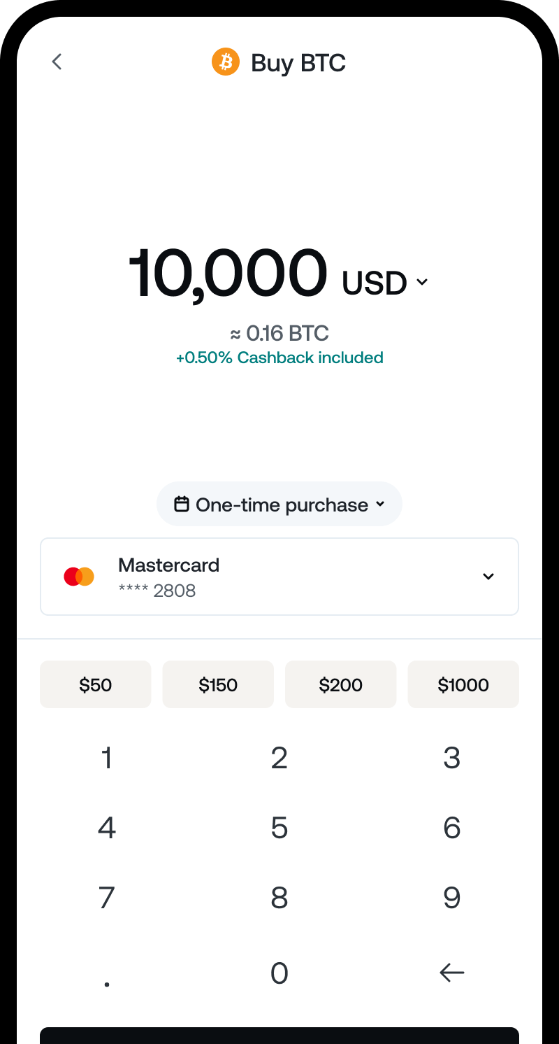 buy screen from Nexo app